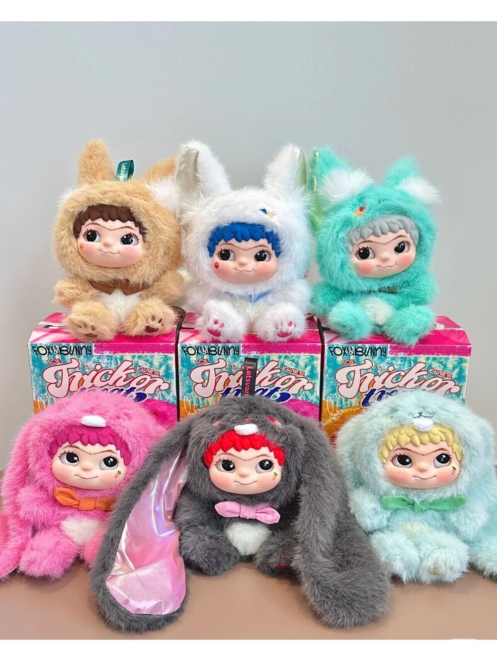 MINISO WAKUKU Fox & Bunny Trick or Treat Series Plush Blind Box Case of 6 + 3